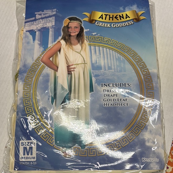 kangaROOS Athena Greek Goddess Costume - Cream and Gold size medium 8/10 - Picture 1 of 6